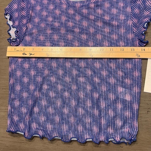 Abound Womens Ruffle Cap Sleeve Top Sheer Mesh Fitted Tee Purple XS - Picture 7 of 12